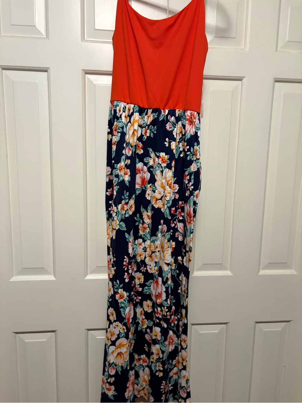 Vanilla Bay Coral and Navy Floral Maxi Dress